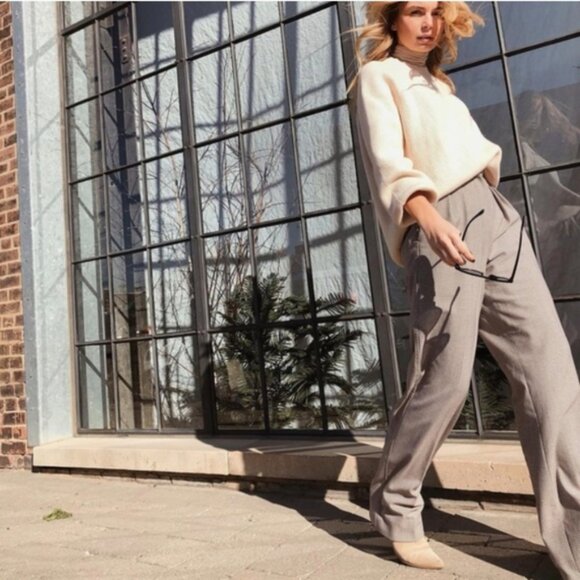 BABATON Rosemarie Pant Wide Leg Trouser Houndstooth Plaid Brown 4 ARITZIA - Picture 3 of 15